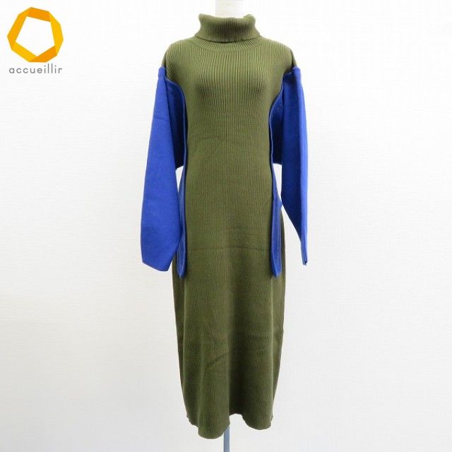 パメオポーズ PAMEO POSE ニット リブワンピース ロング タートルネック リボン レディース w 941049