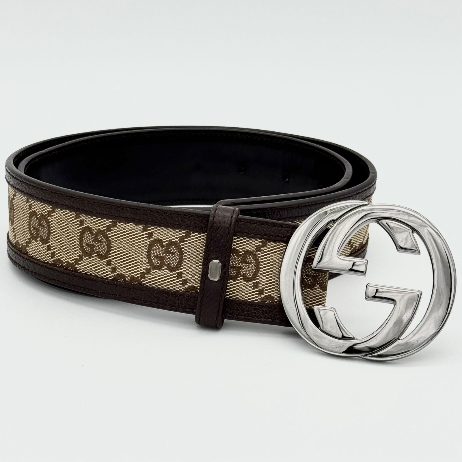 GUCCI グッチ ベルト インターロッキング シルバー 金具 バックル GG キャンバス 114876 ブランド 小物