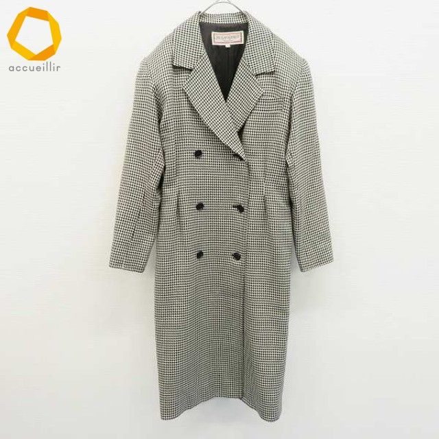 イヴサンローラン Yves Saint Laurent ヴィンテージ コート ジャケット ロング 千鳥格子 ダブル レディース 943805