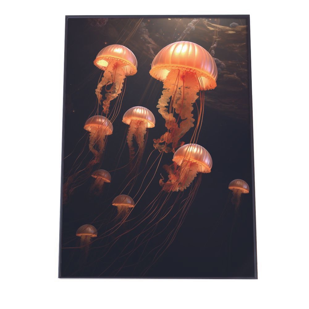 【B2サイズ（約51x73cm）】【lh-poster-2645】クラゲ ポスター シーサイド マリンスタイル ジェリーフィッシュ 水族館 水中 海 魚 インテリア