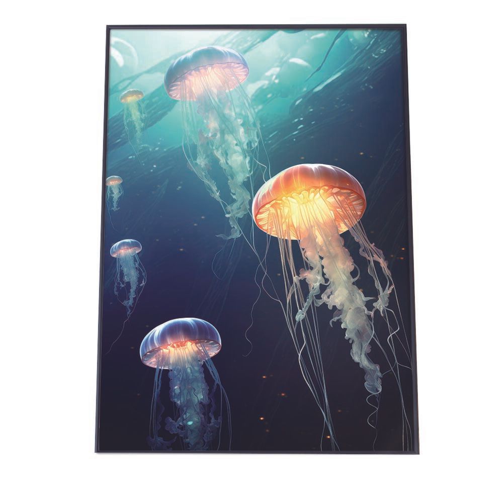 【B2サイズ（約51x73cm）】【lh-poster-2662】クラゲ ポスター シーサイド マリンスタイル ジェリーフィッシュ 水族館 水中 海 魚 インテリア