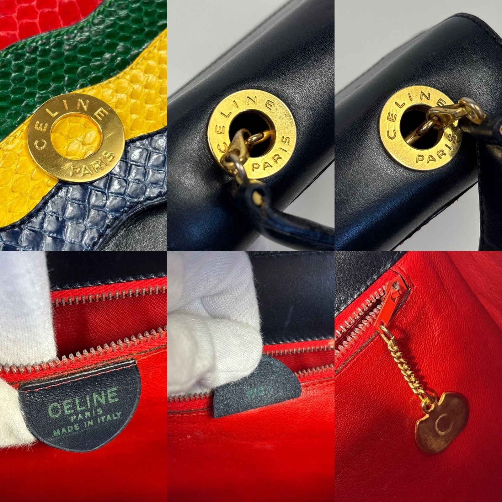 CELINE セリーヌ パイソン レザー ハンドバッグ ショルダーバッグ 2way