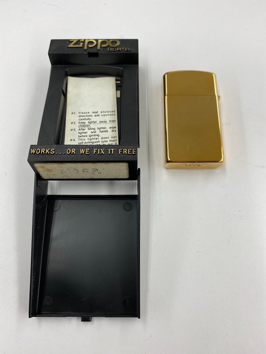 未着火品 Zippo 1986年製 スリム 10 G P 金メッキ