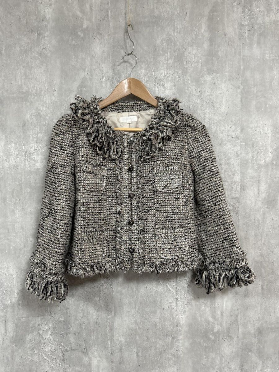 TO BE CHIC トゥービーシック ツイード フリンジ ジャケット size42