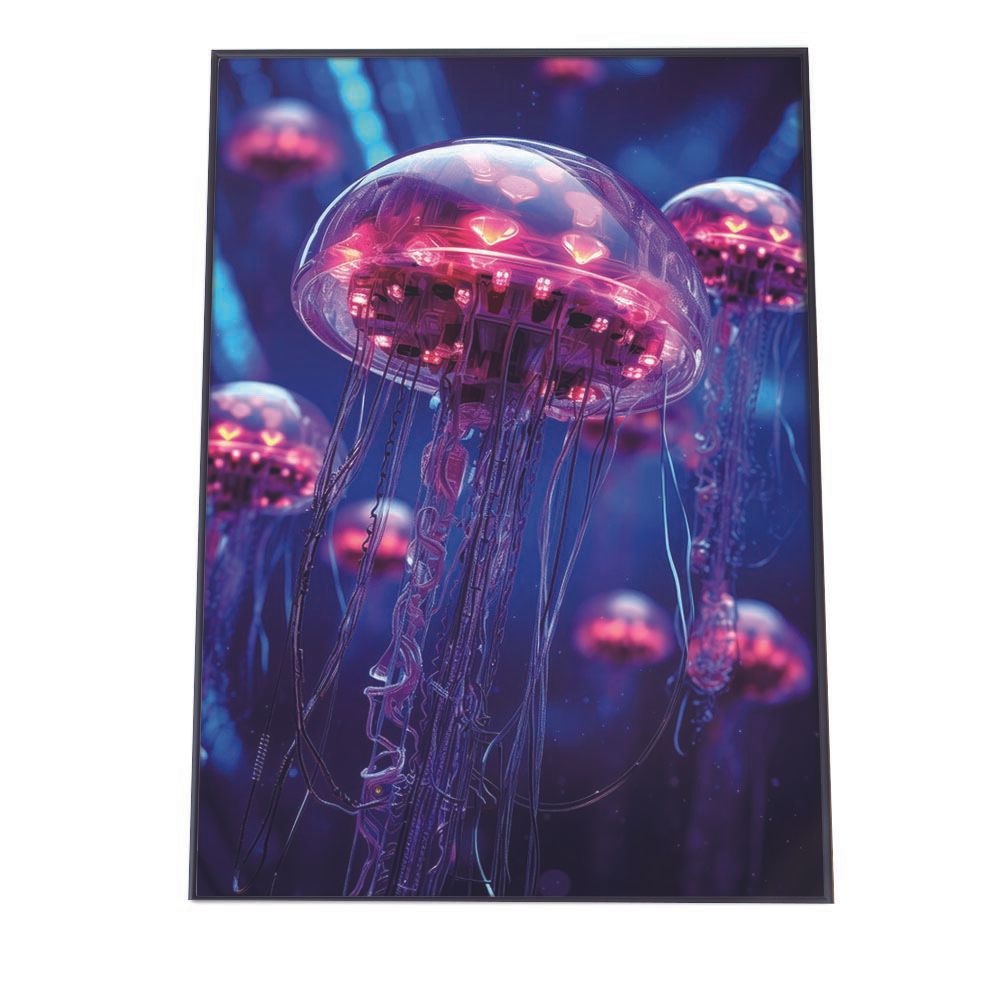 クラゲアート A2サイズ（約42x59cm）】【lh-poster-2730】【フレーム付き】電脳 LED