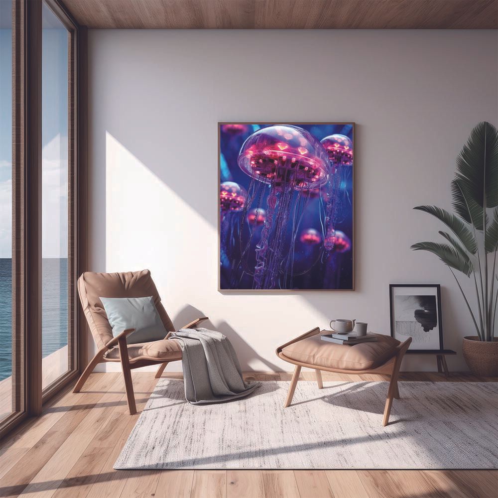 B2サイズ（約51x73cm）】【lh-poster-2730】【フレーム付き】電脳 LED