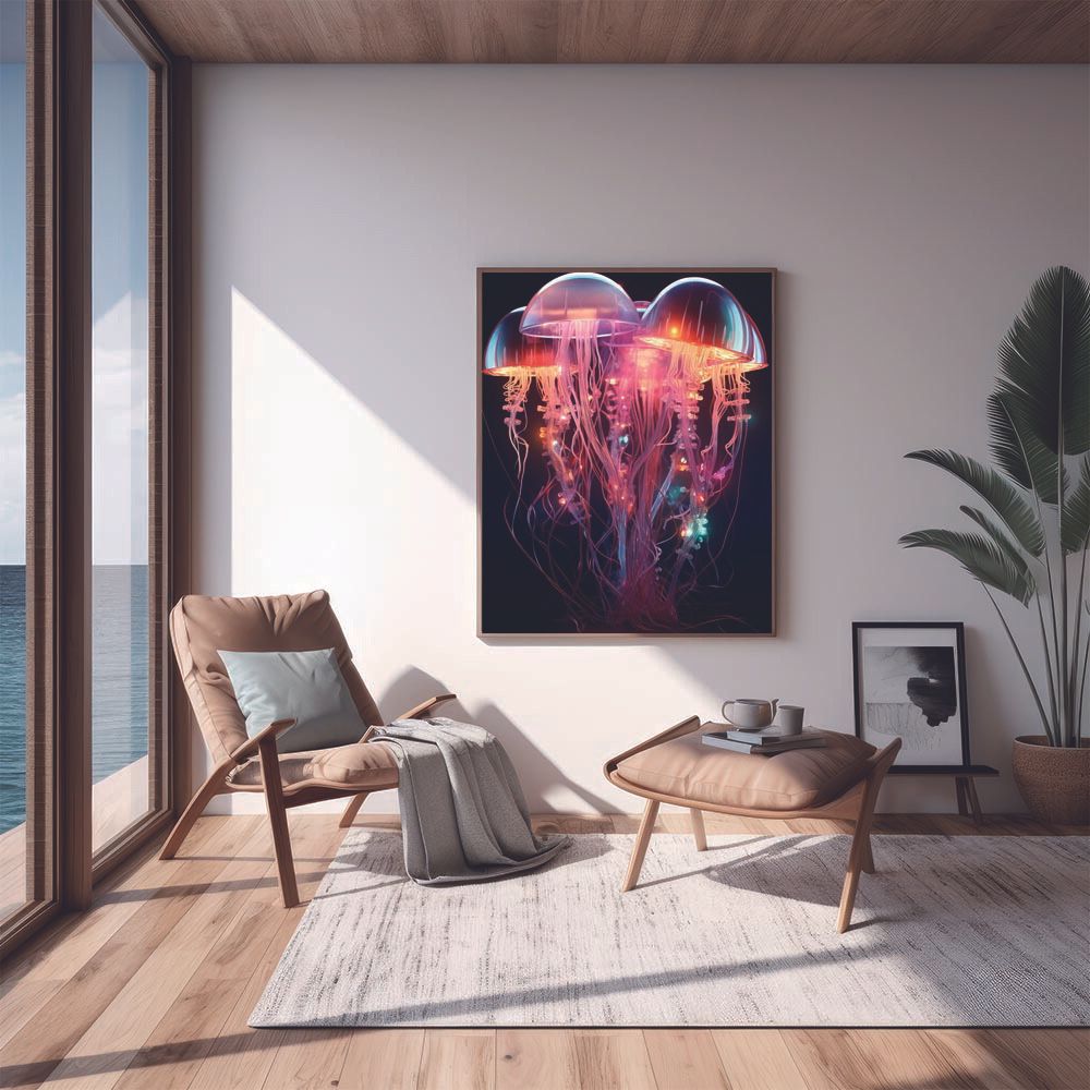 A2サイズ（約42x59cm）】【lh-poster-2735】【フレーム付き】電脳 LED