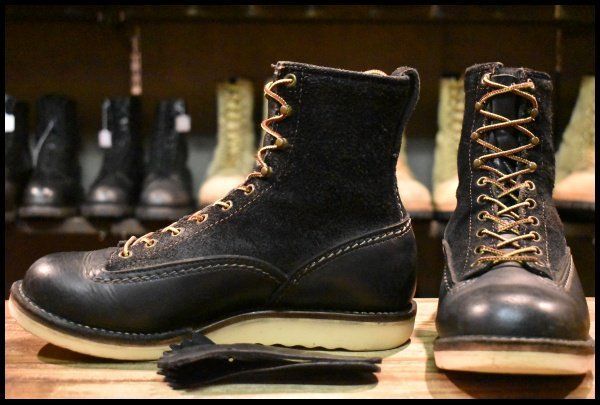 8.5 D WESCO ウエスコ カスタムジョブマスターLTT 黒 ブラック×ブラックラフアウト ビブラム1010 編み上げ ブーツ FK 389