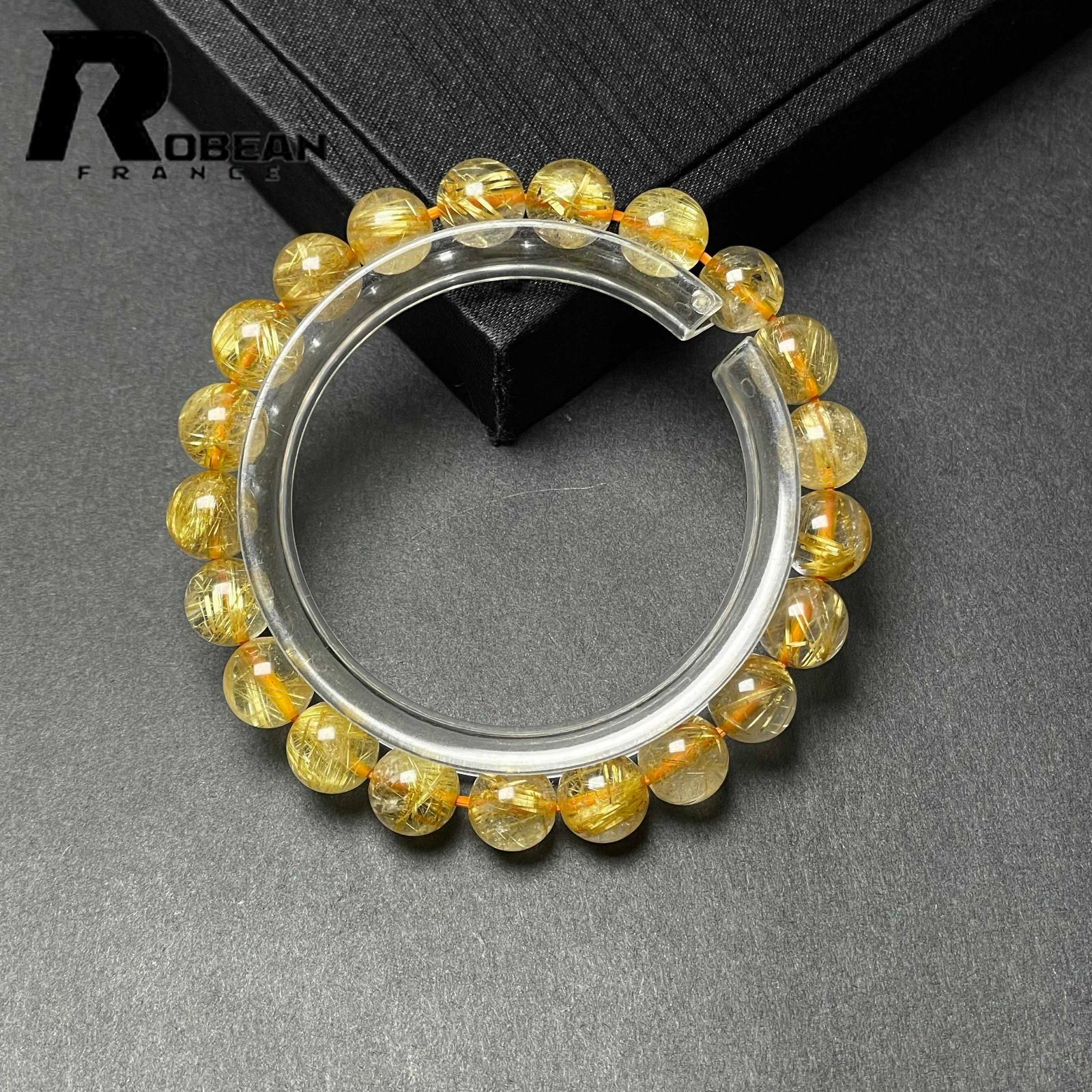 上品 EU製 定価9万円 ROBEAN ! 満針ルチルクォーツ ブレスレット パワーストーン 天然石 金運 お守り プレゼント 8 9 3 mm