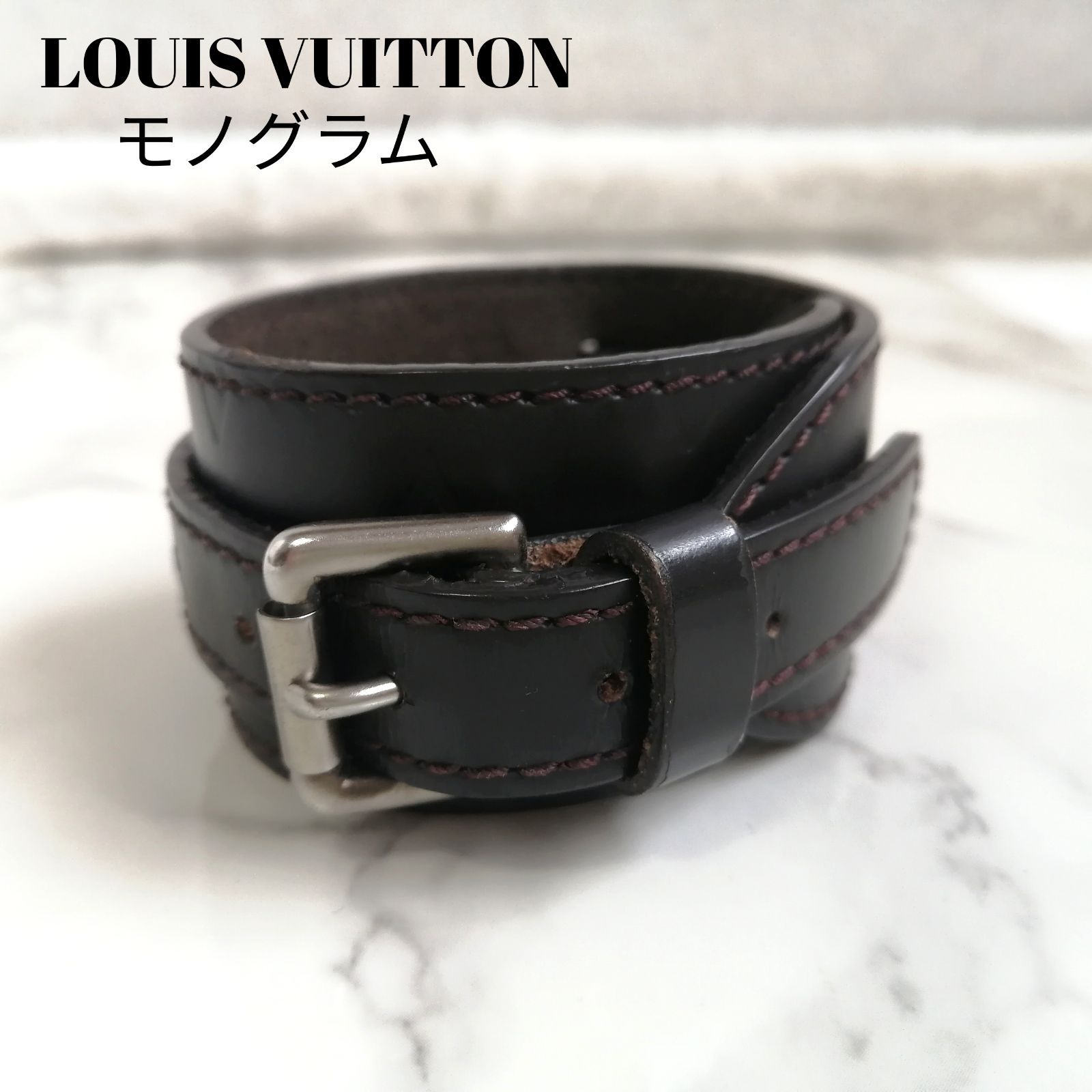 未使用ルイヴィトン モノグラムマット レザーバングル 非売品 未使用ルイヴィトン モノグラムマット レザーバングル 非売品 中古