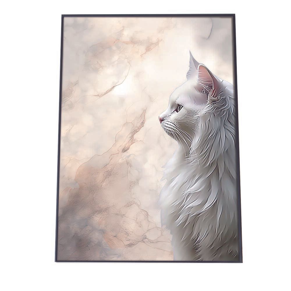 【B2サイズ（約51x73cm）】【lh-poster-2758】ファンシーキャット ネコ 猫 大理石 ニュアンスカラー ポスター ポスター インテリア フォト アート