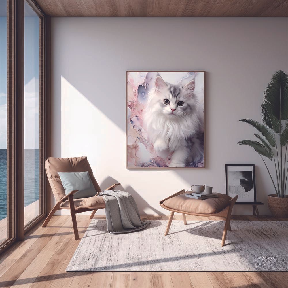【A2サイズ（約42x59cm）】【lh-poster-2772】ファンシーキャット ネコ 猫 大理石 ニュアンスカラー ポスター ポスター インテリア フォト アート