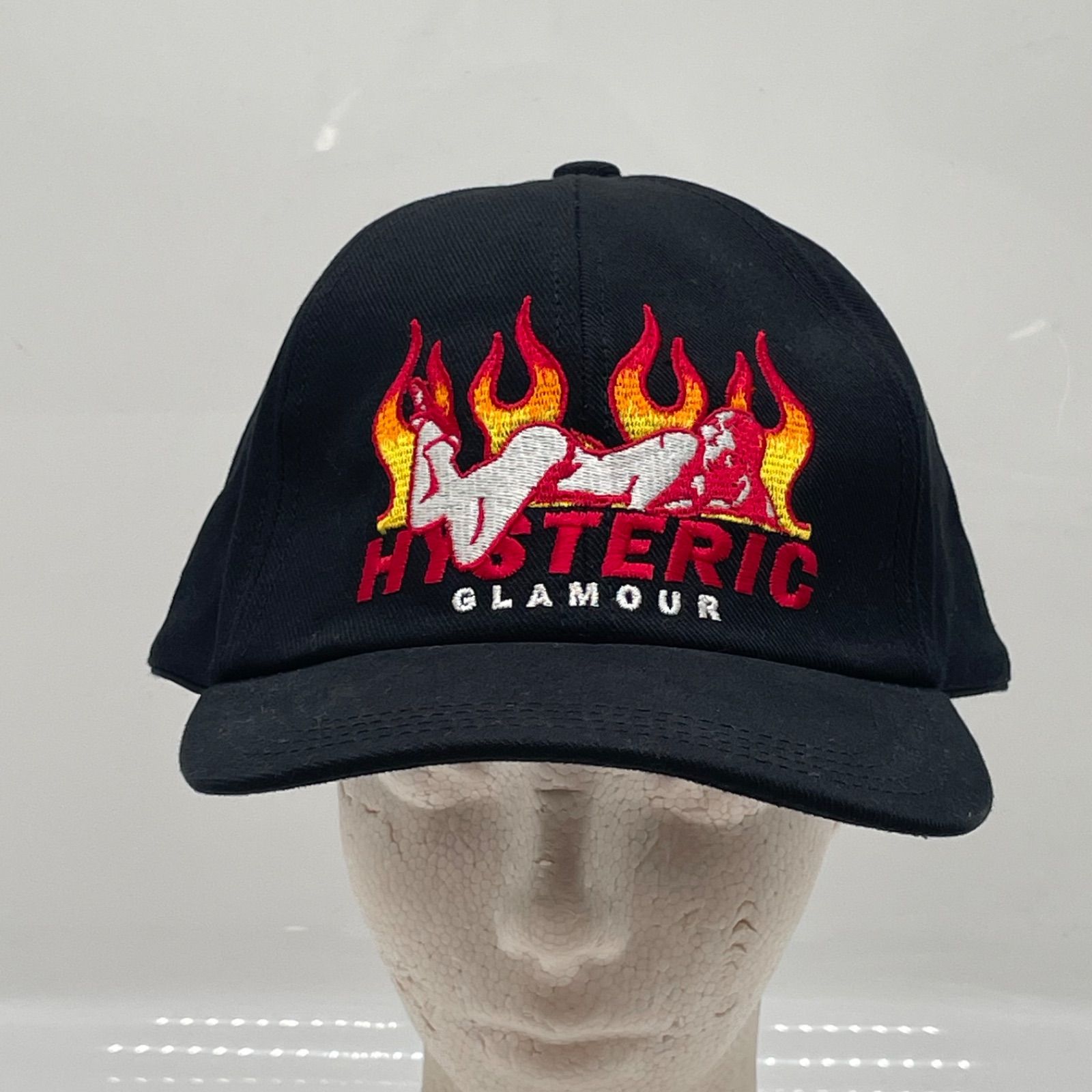 KO 3651 ヒステリックグラマーファイアー フレイム ガール キャップ 黒×赤 コットン フリーサイズ