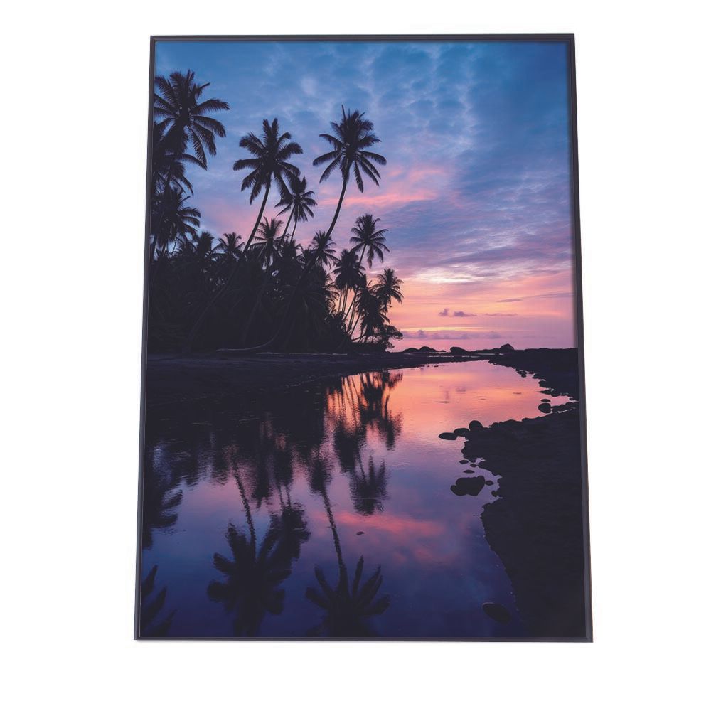 A1サイズ（約59x84cm）】【lh-poster-2776】【フレーム付き】海 beach ビーチ 波 島 リゾート 夕焼け, image size:1000x1000