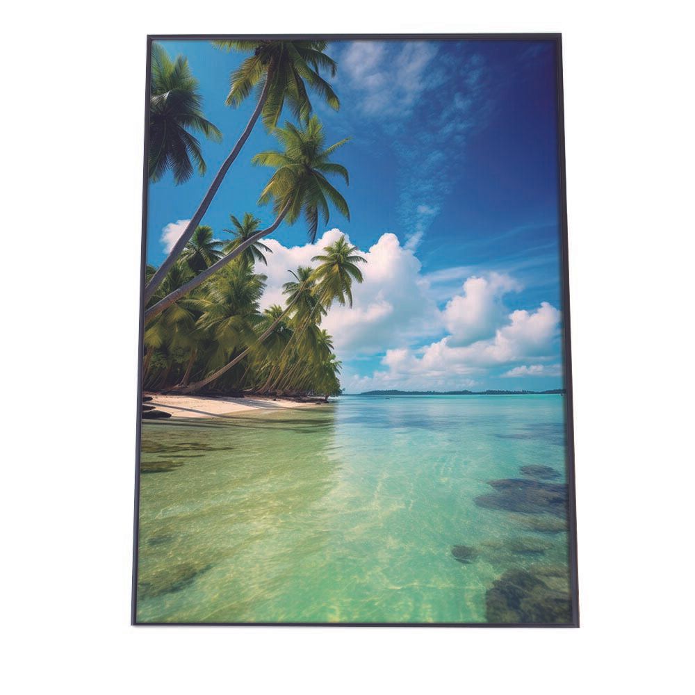 B2サイズ（約51x73cm）】【lh-poster-2783】【フレーム付き】海 beach ビーチ 波 島 リゾート 夕焼け