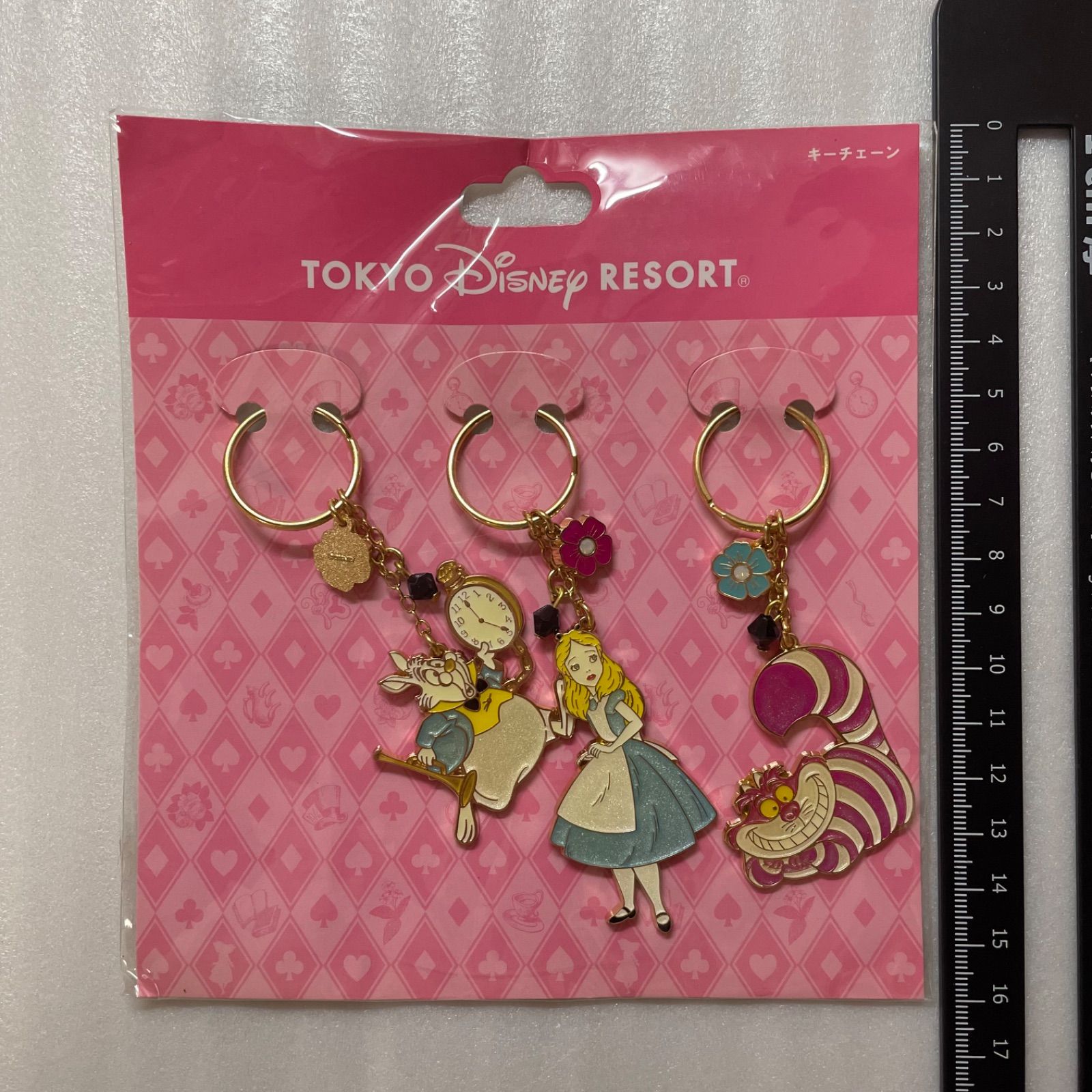 アリス＆チシャ猫＆白ウサギ キーチェーン 3個セット 不思議の国の