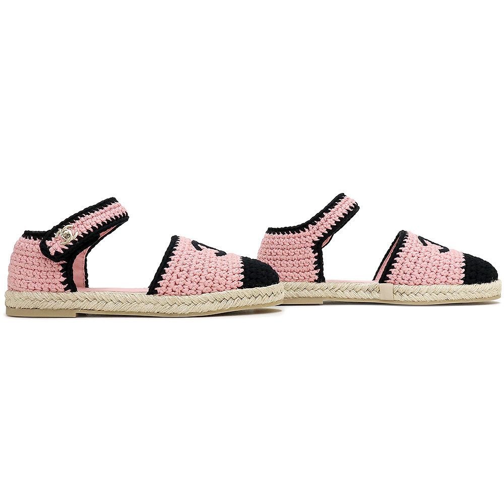 シャネル エスパドリーユ サンダル 靴 #39 26cm ニット レザー