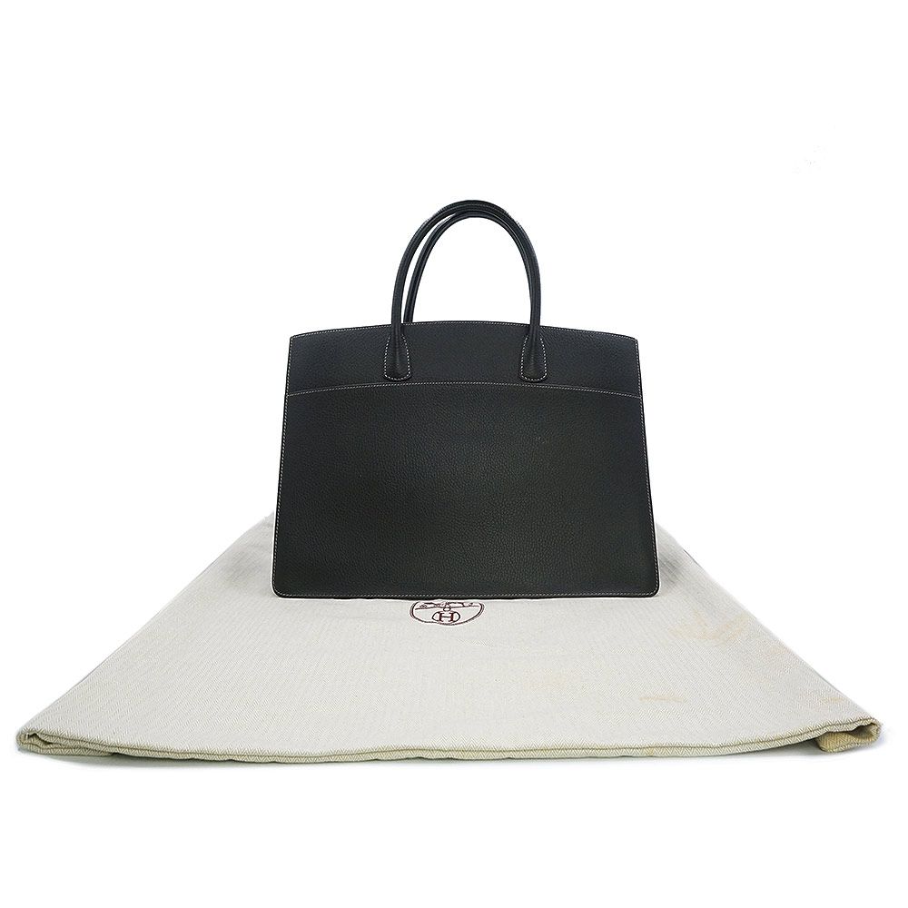 エルメス ホワイトバス GM 40 ハンドバッグ フィヨルド レザー ノワール ブラック ゴールド金具 B刻印 HERMES