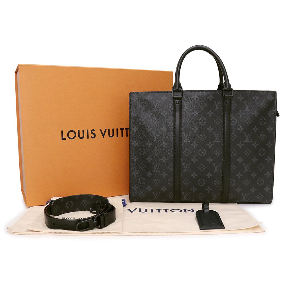 ルイ ヴィトン サックプラ ホリゾンタルジップ 2 WAY ショルダー 斜め掛け ビジネス ハンドバッグ モノグラムエクリプス ブリーフケース ブラック マットブラック金具 M 45265 LOUIS VUITTON