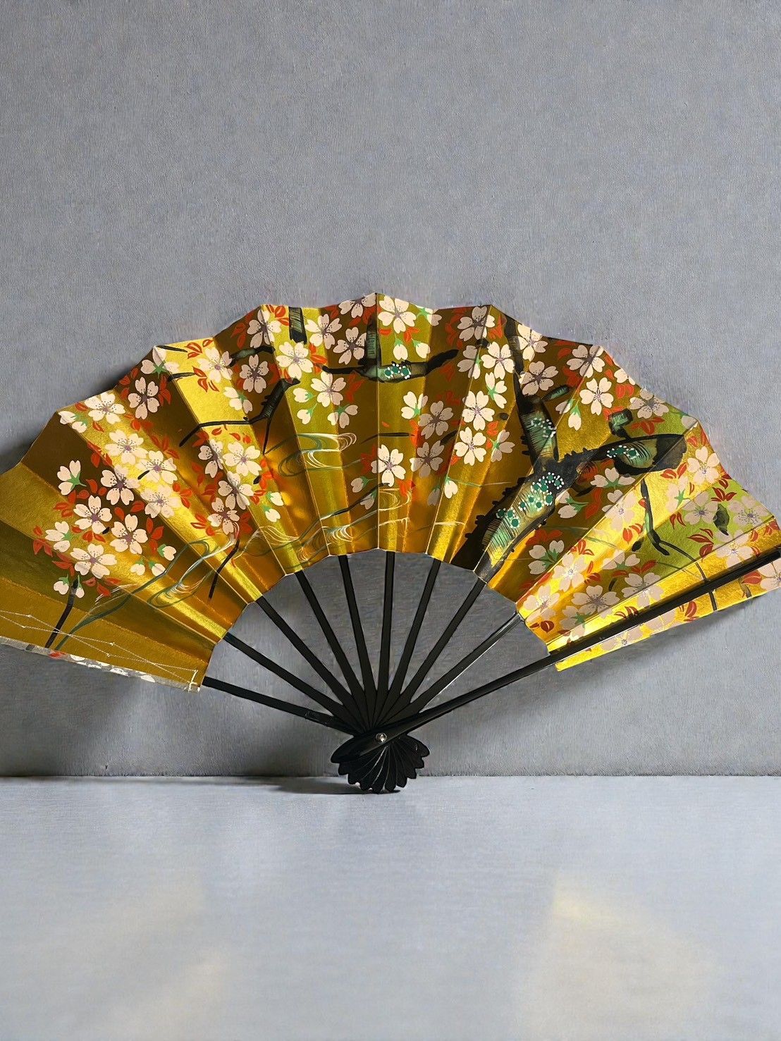 舞扇 日本舞踊 御舞扇 飯田屋 金銀 桜模様 扇子 箱付き 稽古用 舞台用