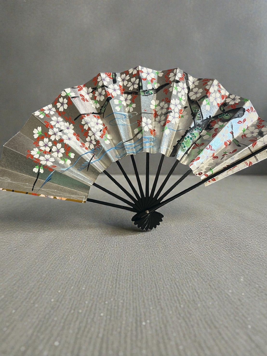 舞扇 日本舞踊 御舞扇 飯田屋 金銀 桜模様 扇子 箱付き 稽古用 舞台用