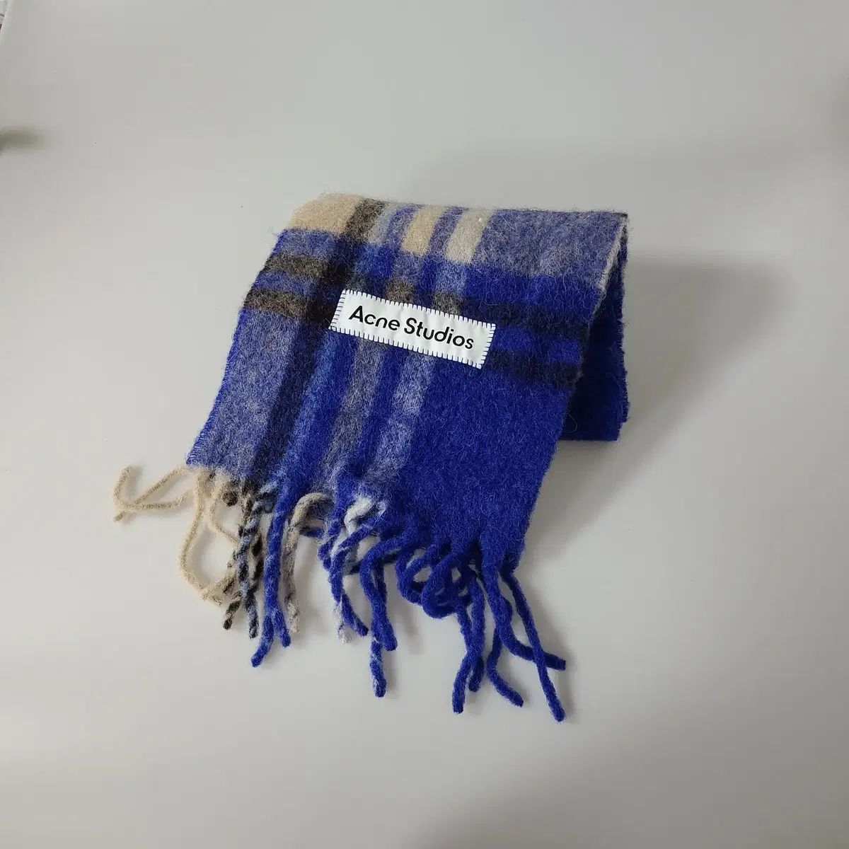 Acne Studios アクネストゥディオズ モヘア タタン マフラー エレクトリック ブルー ベージュ OS