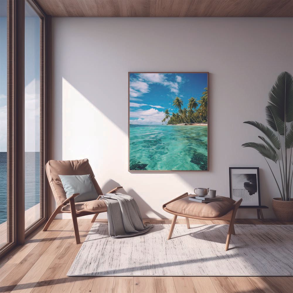 A3サイズ（約30×42cm）】【lh-poster-2818】【フレーム付き】海 beach ビーチ 波 島, image size:1000x1000