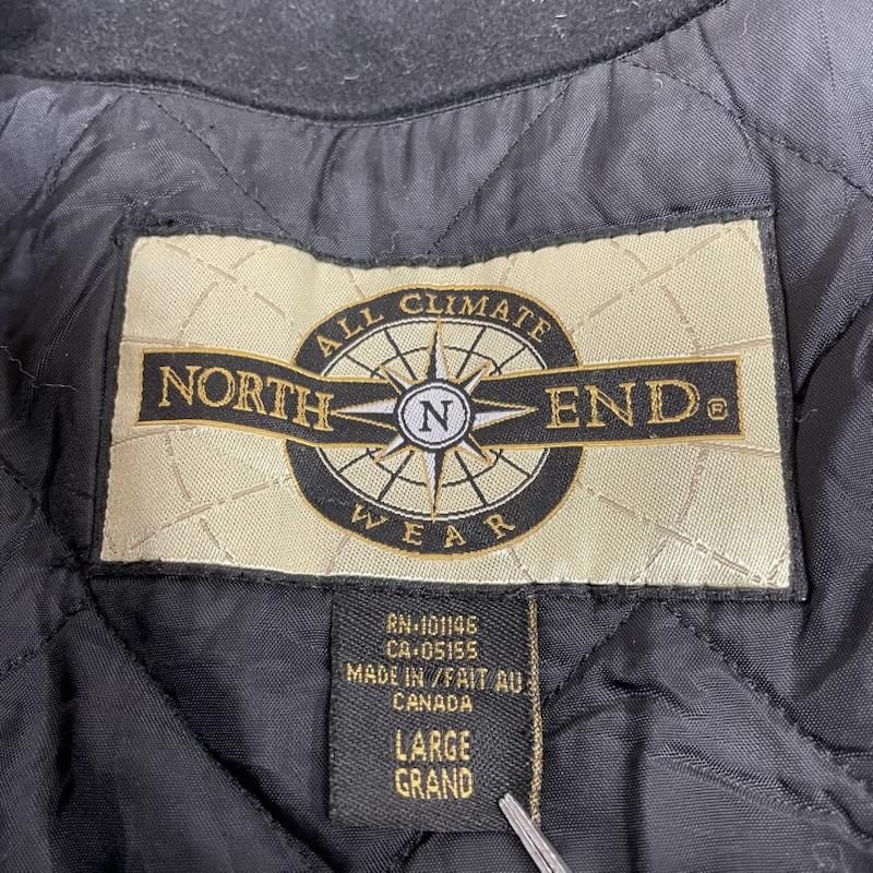 80s90s　NORTH END　ウールスタジャン　袖レザー　カナダ製　サイズL 古着 NORTH END カナダ製 メルトンウール 袖 レザー スタジャン