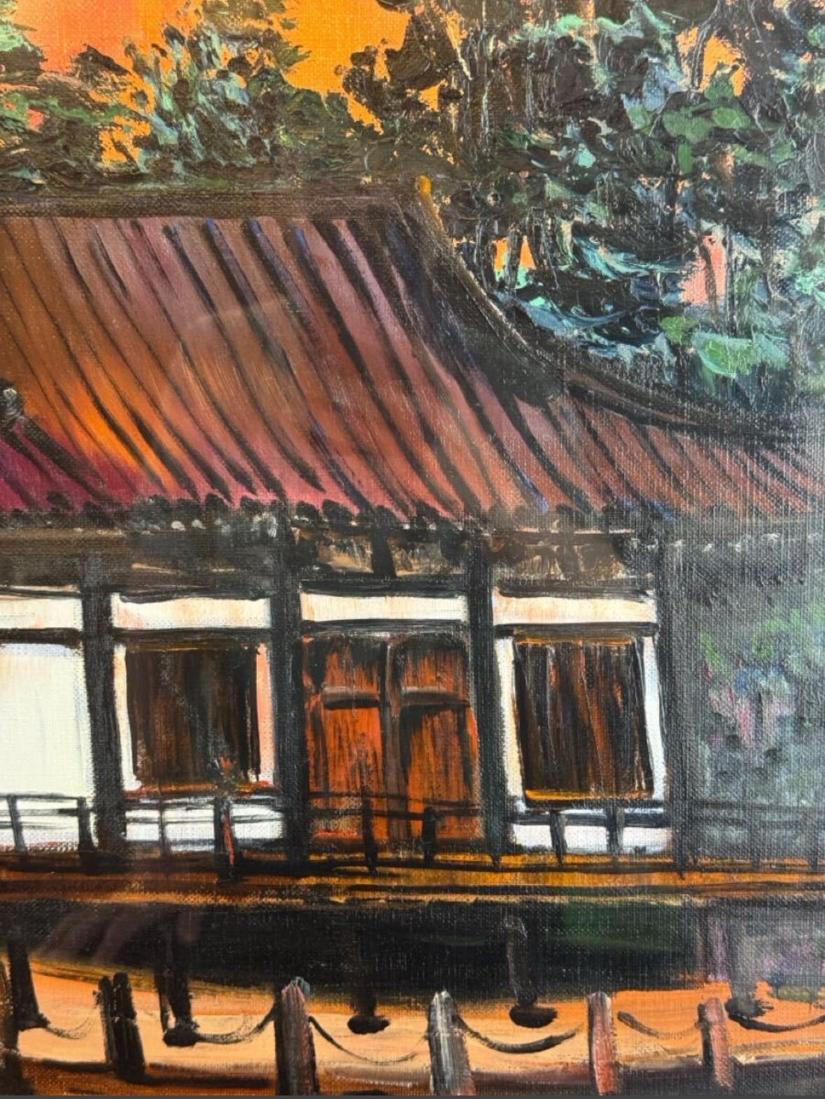 小阪謙造「東大寺法華堂」油彩 20号 大作 1986年制作 直筆サイン入り