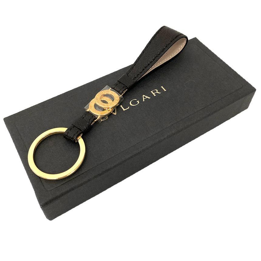 BVLGARI ブルガリ ドッピオトンド キーリング キーホルダー 25435 ブラウン ゴールド金具 aq 12343