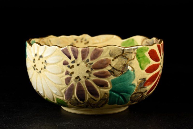 蔵A3648b】平安雲楽 色絵花文 菓子鉢 清水焼 - メルカリ