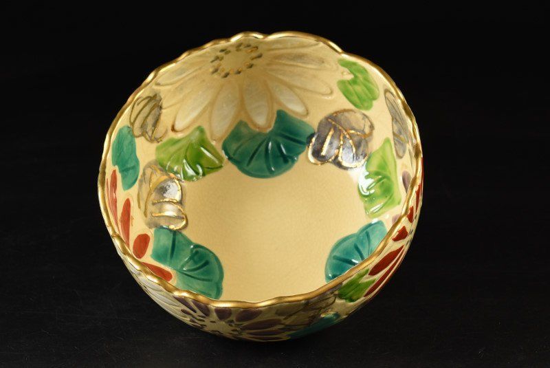 蔵A3648b】平安雲楽 色絵花文 菓子鉢 清水焼 - メルカリ