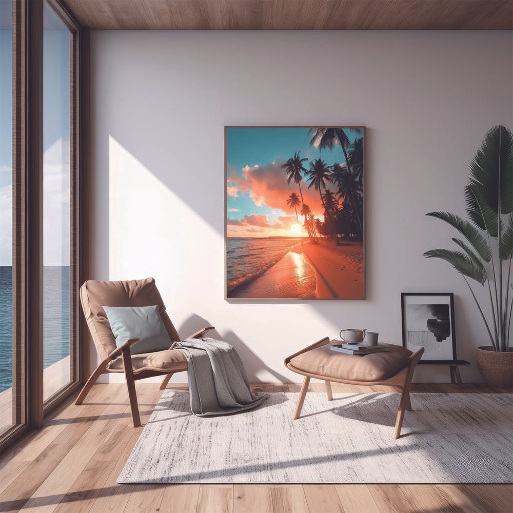 A3サイズ（約30×42cm）】【lh-poster-2847】【フレーム付き】海 beach ビーチ 波 島, image size:1000x1000