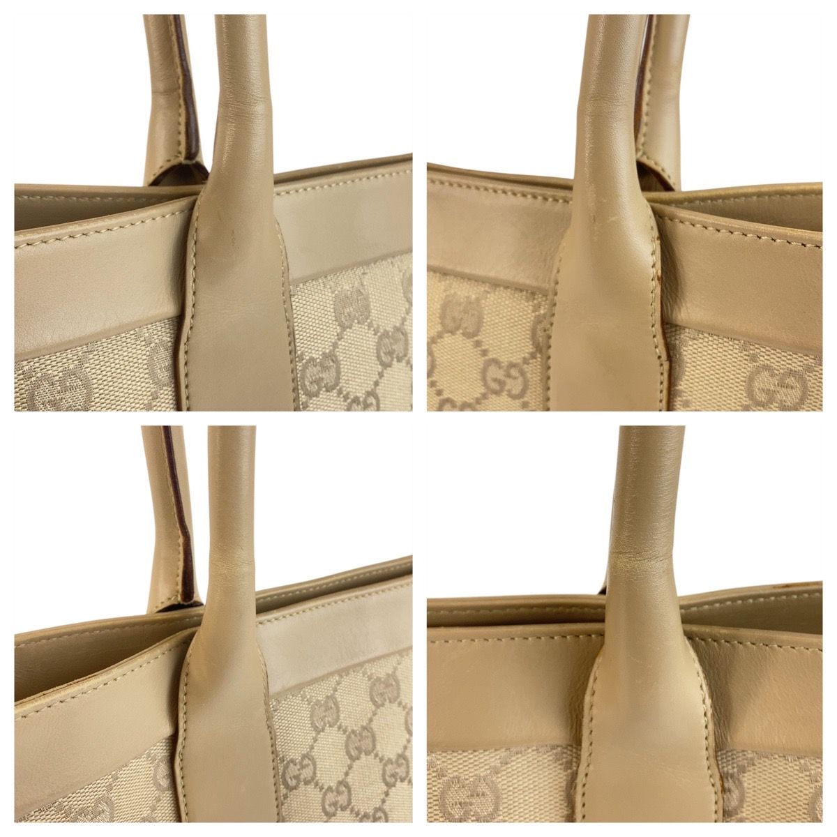 美品 GUCCI グッチ ベージュ ゴールド金具 GGキャンバス/レザー 33890