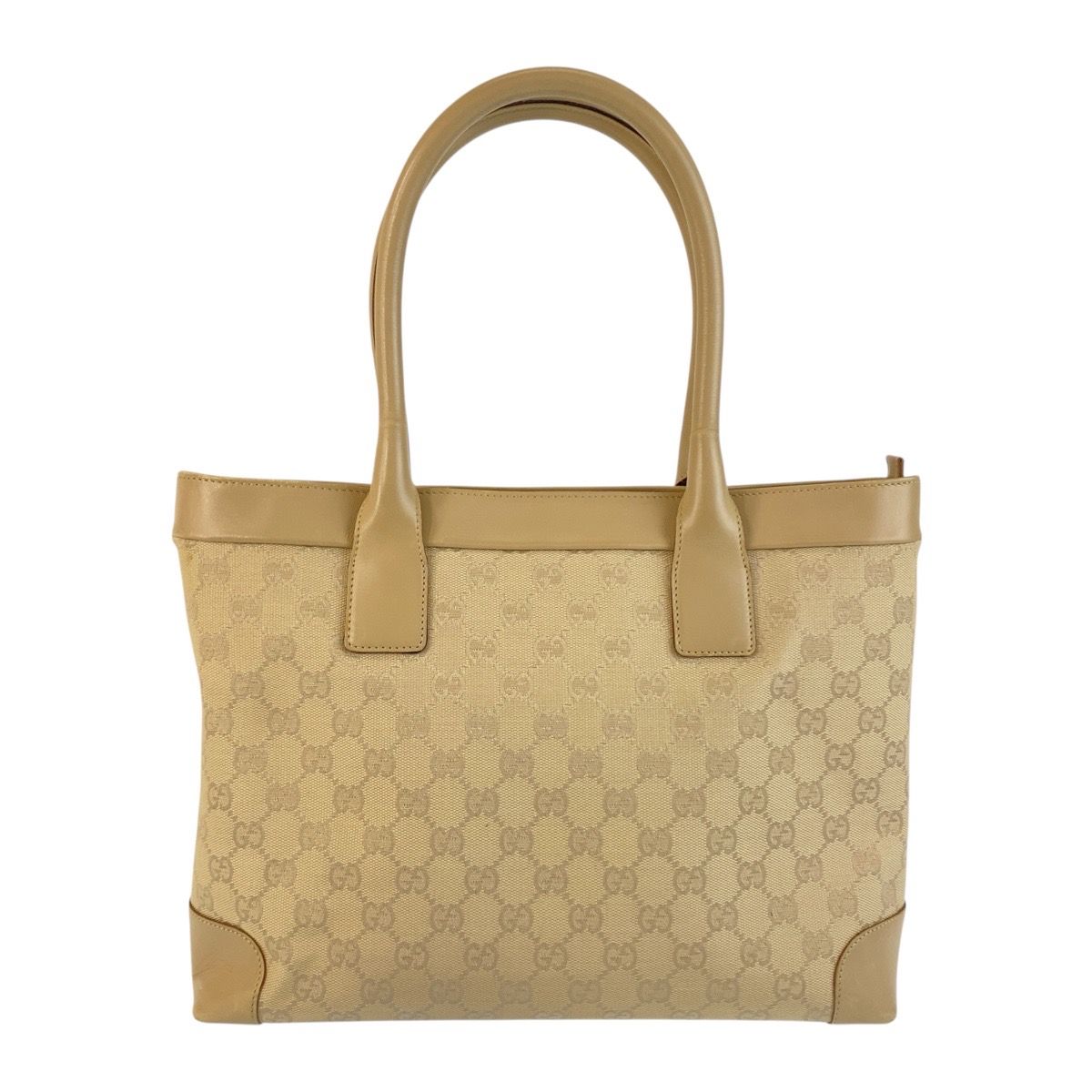 美品 GUCCI グッチ ベージュ ゴールド金具 GGキャンバス/レザー 33890