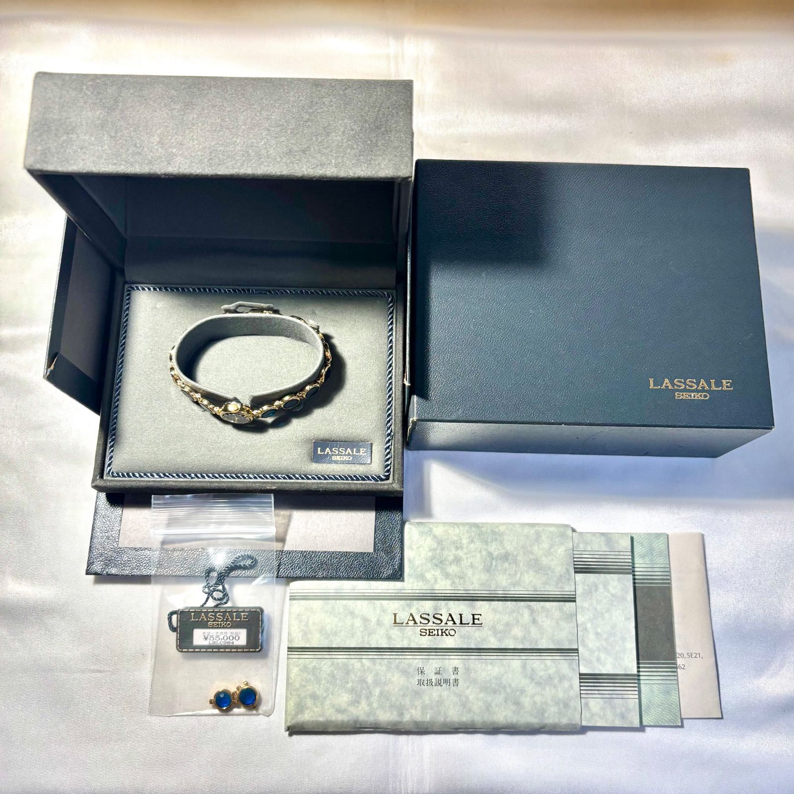  電池 SEIKO セイコー LAS ラサール レディース 腕時計 クリスタル ゴールド ブルー 1 E 50-0160 腕時計(クォーツ) 腕時計(アナログ)