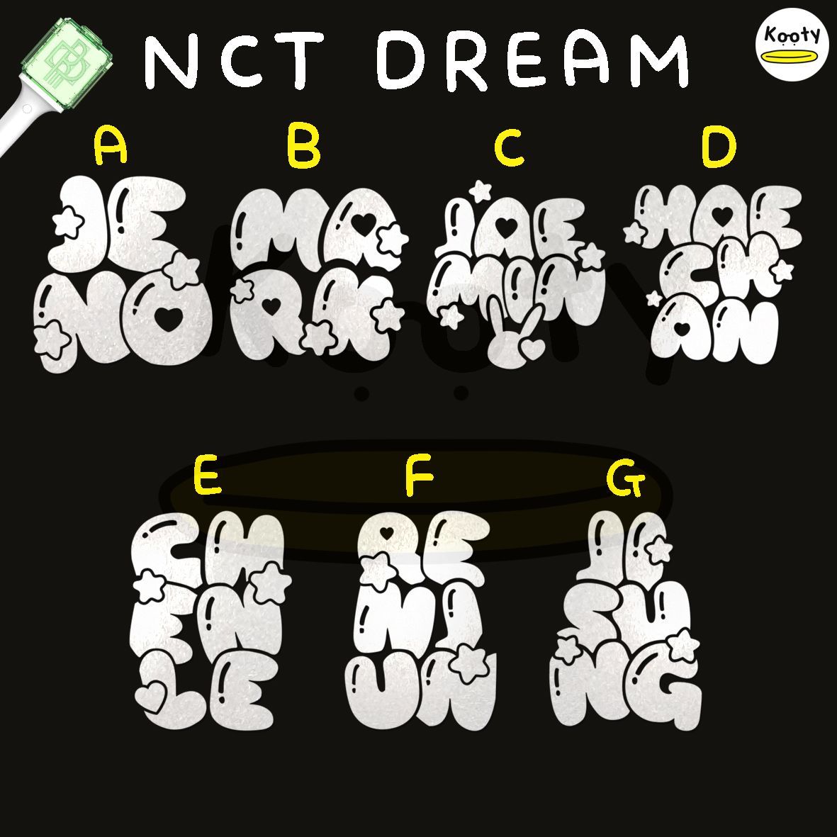 アクリル付き NCT DREAM ペンライト ステッカー 全メンバー 草鈍器