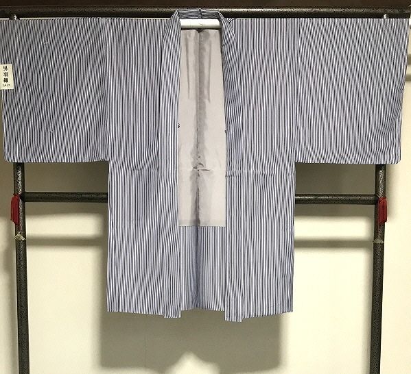 羽織 男物 化繊 海松茶地に縞模様 裄73 Lサイズ 洗える羽織 着物 羽織り メンズ着物 男性着物 カジュアル メンズ