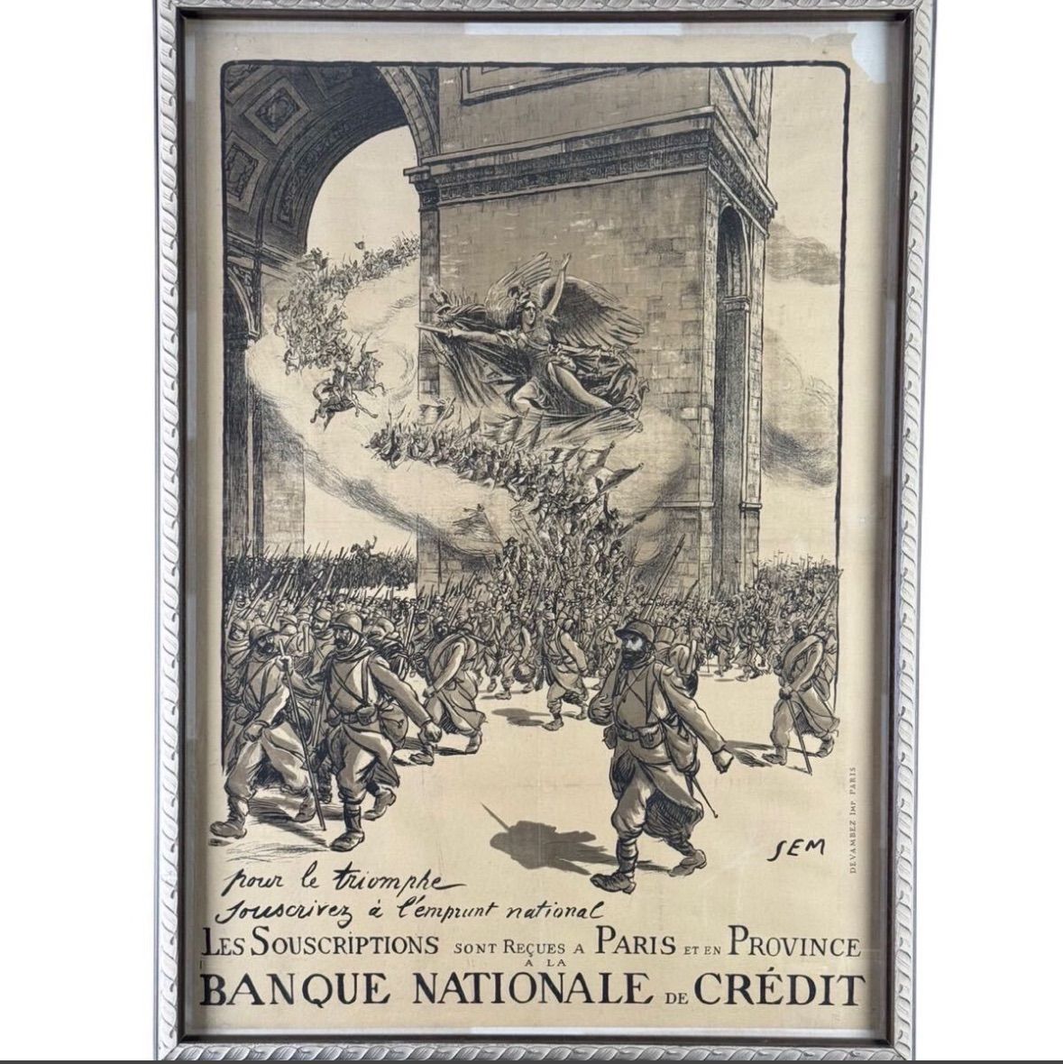 SEM Georges Goursat 国民信用銀行 リトグラフポスター 40号大 1915年 フランス革命 第一次世界大戦