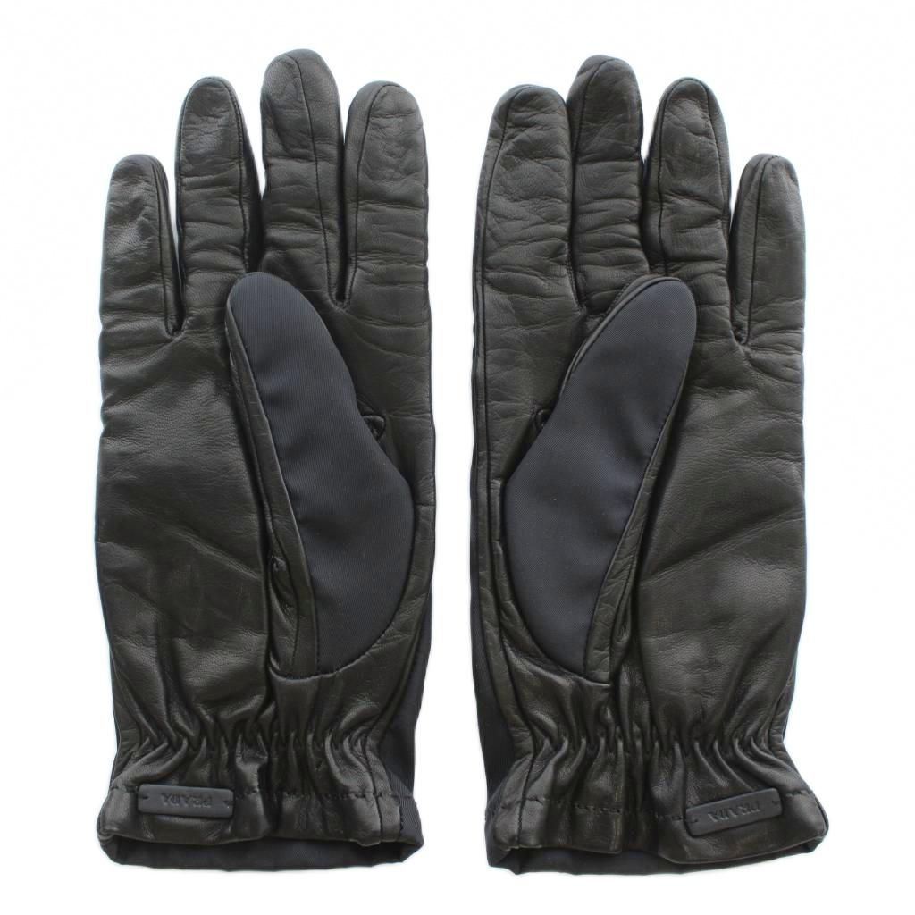 プラダ PRADA 手袋 グローブ 5本指 羊革 ラムレザー ナイロン 切り替え