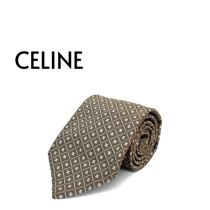 イタリア製 CELINE セリーヌ トリオンフ 総柄 ネクタイ ジャガードタイ