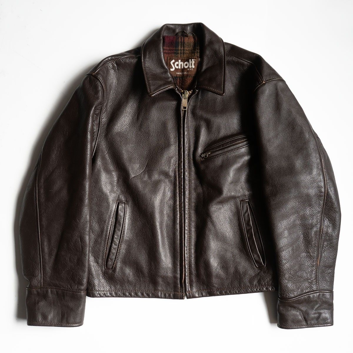 美品/ビッグサイズ】SCHOTT【681/シングルライダースジャケット】42 襟