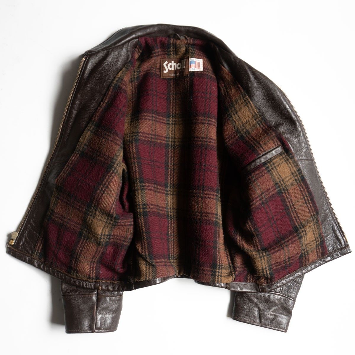 美品/ビッグサイズ】SCHOTT【681/シングルライダースジャケット】42 襟