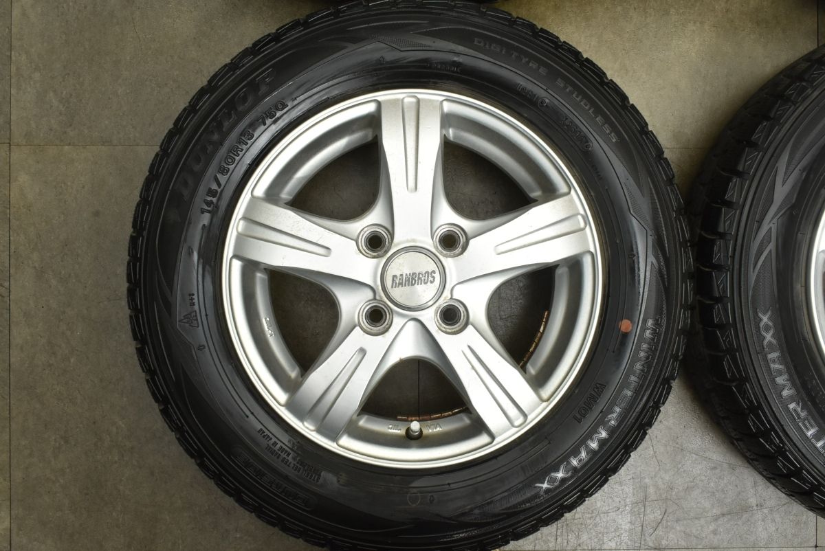 大 RANBROS 13 in 4 0 B 43 PCD 100 ウィンターマックスWM 01 145 80 R N BOX WGN ONE ワゴンR スペーシア アルト タント ムーブ