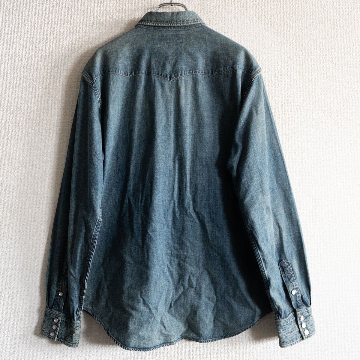 美品】RRL 【インディゴ バッファロー デニム ウエスタン シャツ】L