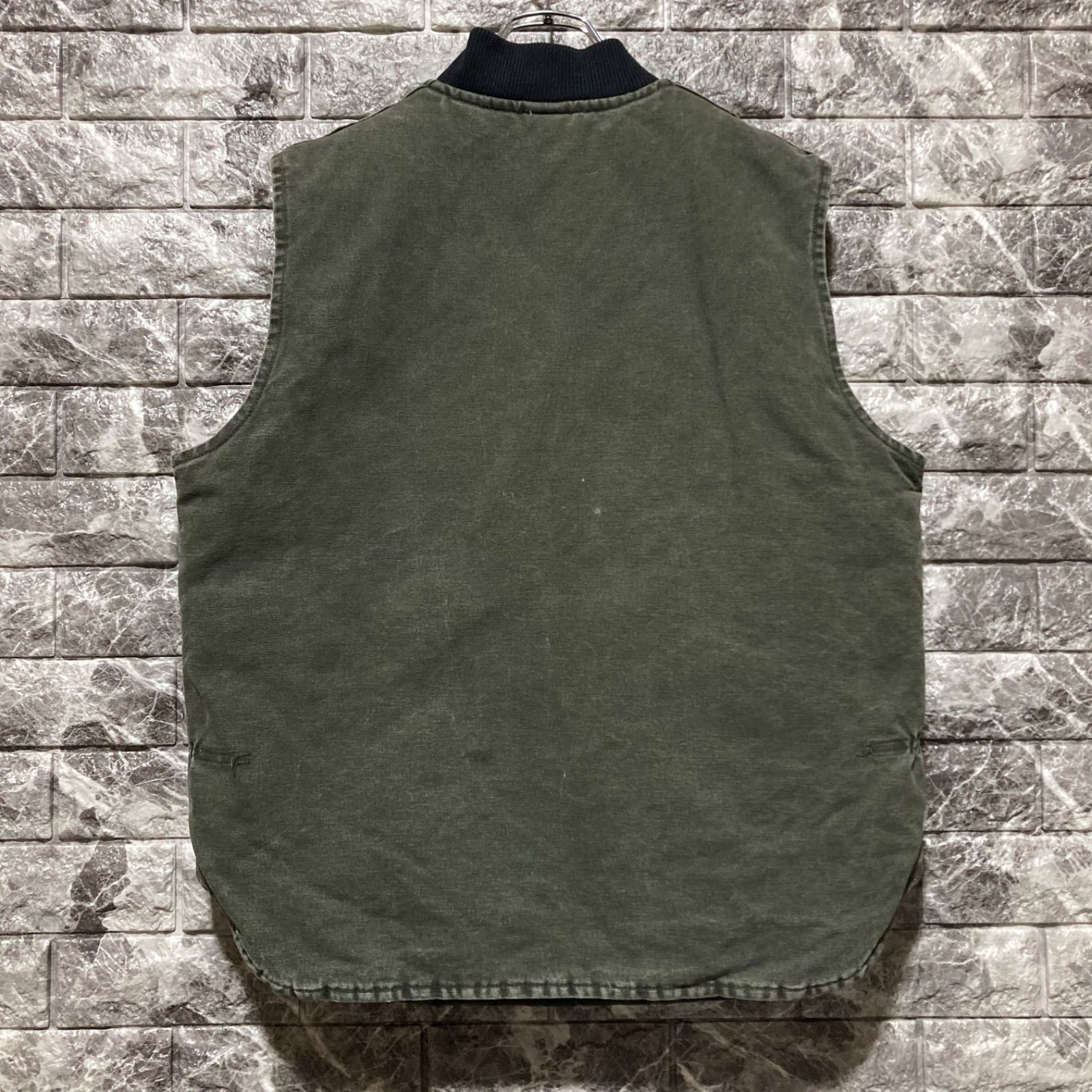 CARHARTT ダックベスト L USA製 腰ゴム モスグリーン カーハート DUCK