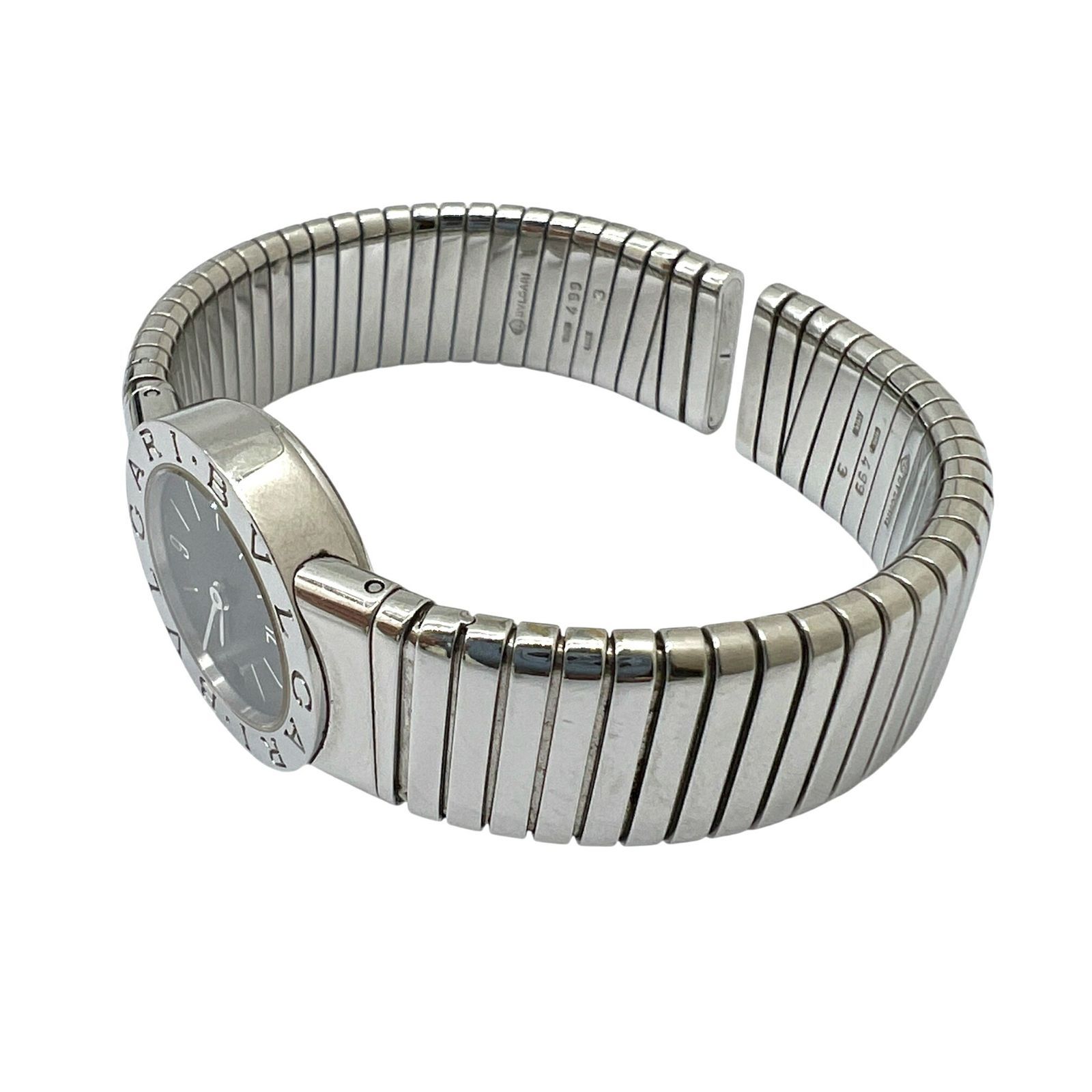  BVLGARI ブルガリ BB 232 TS ブルガリブルガリ トゥボガス クオーツ 電池 SS シルバー 黒文字盤 バングルウォッチ レディース アクセサリー 時計 ブランドギャラリー 自動巻き時計 腕時計(アナログ)