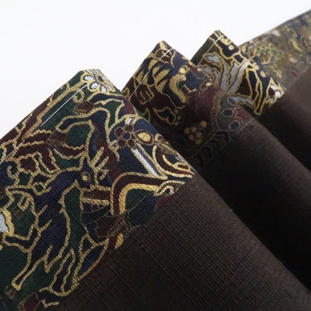 ❁tomihisa❁ 前田仁仙 落款 動物更紗 着物 正絹 仕付け糸付”動物更紗で叶える私らしい着姿”紬付下げ 7343