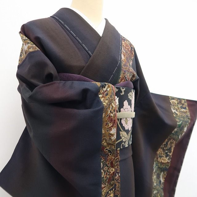 ❁tomihisa❁新品 前田仁仙 落款 動物更紗 着物 正絹 仕付け糸付”動物