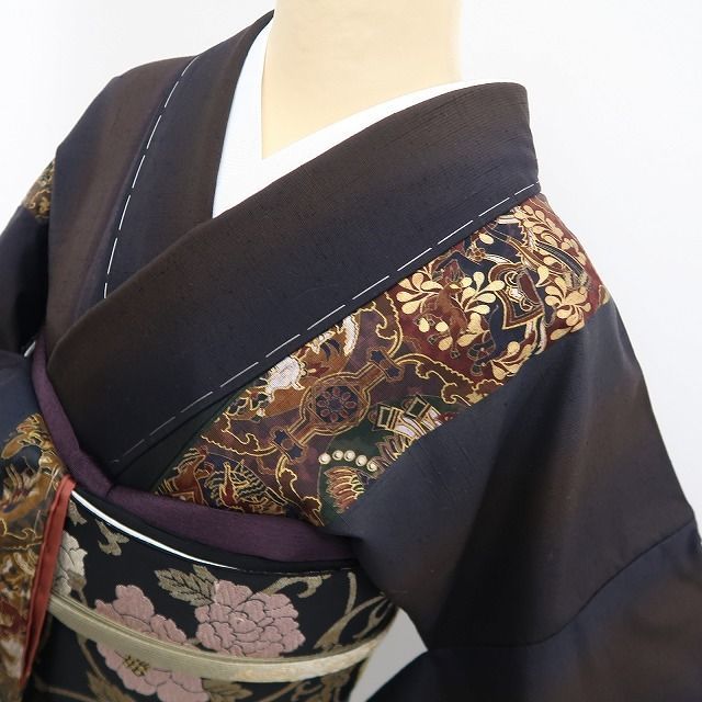 ❁tomihisa❁新品 前田仁仙 落款 動物更紗 着物 正絹 仕付け糸付”動物